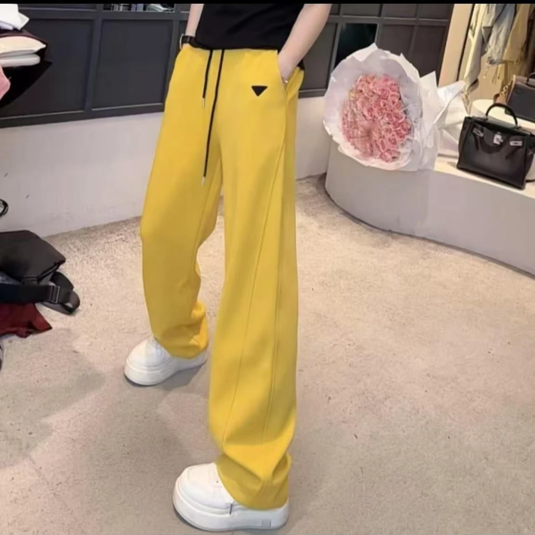 2025春款休闲百搭洋气简约纯色休闲长裤女裤直筒卫裤