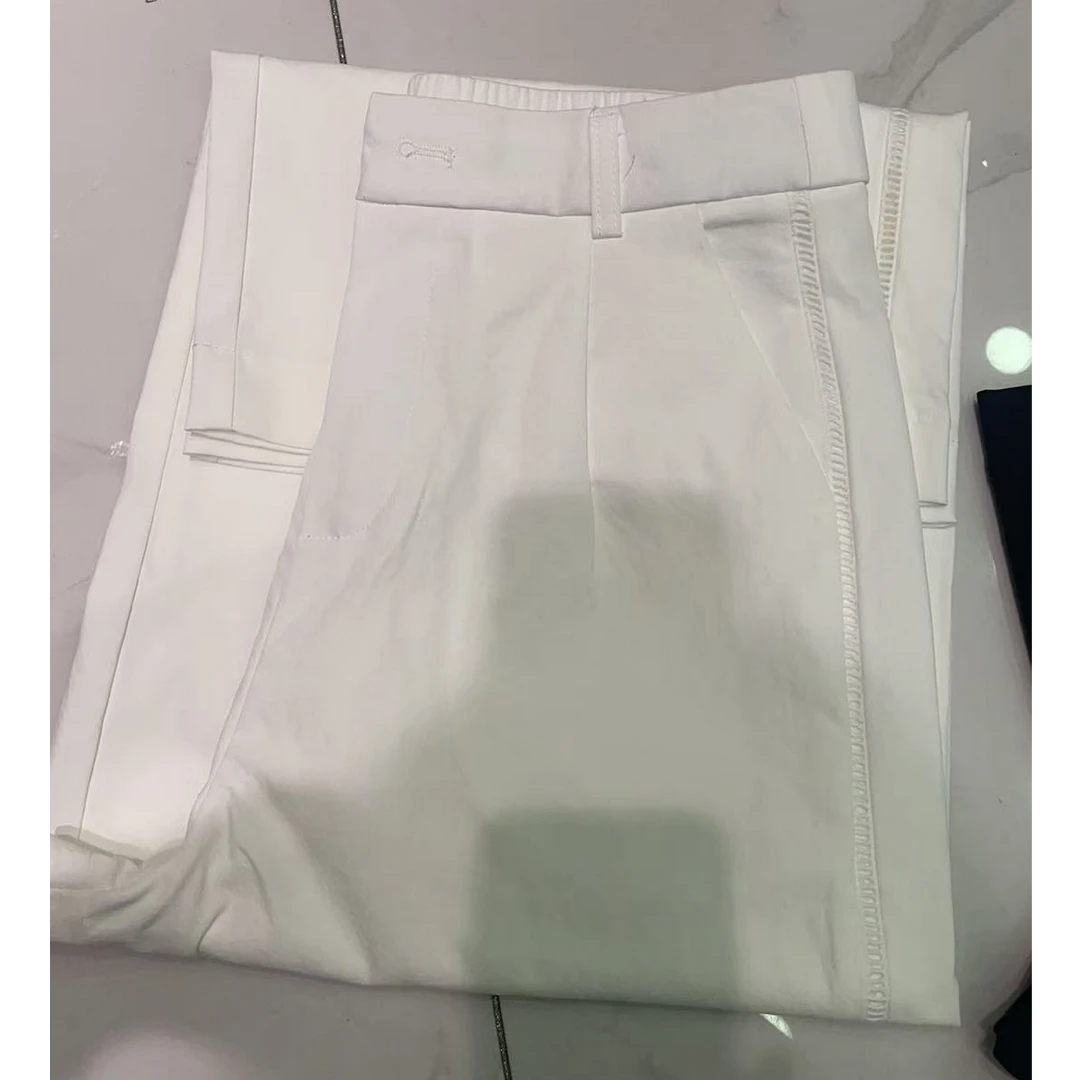 25089高腰纯色薄款微弹力常规八分窄版直筒休闲裤女装夏季