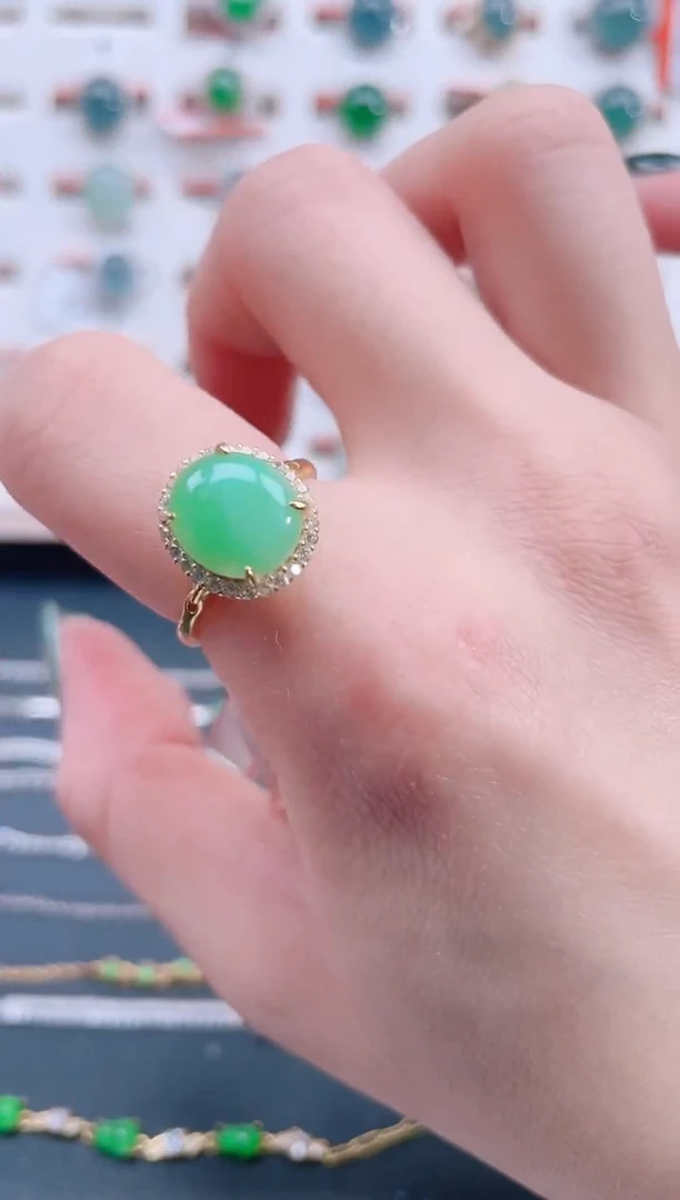 银S925镶嵌戒指翡翠天然翡翠