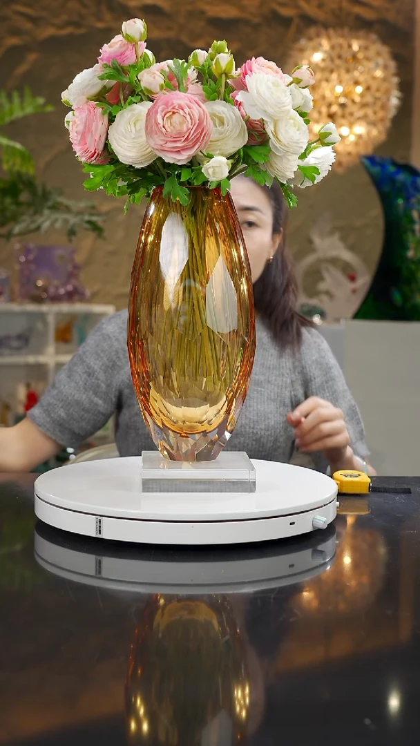 琉璃琥珀金色切面花器