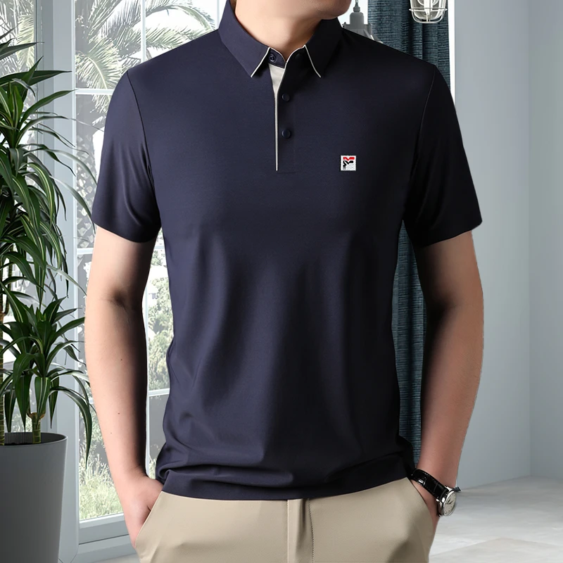 夏季POLO衫轻奢男士短袖冰丝爆款透气半袖休闲中青年简约运动商务