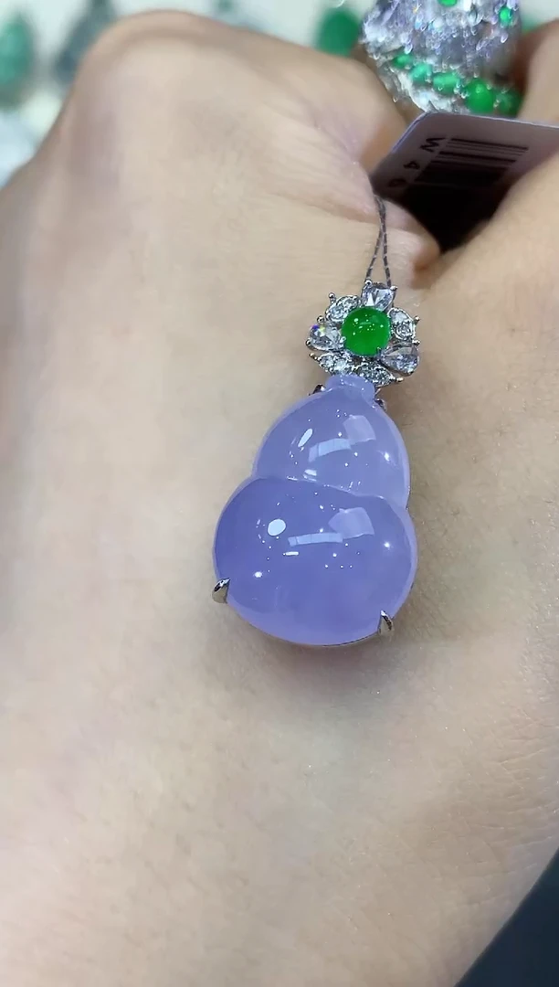 吊坠(不含链)18K金镶嵌翡翠B243紫货有色差