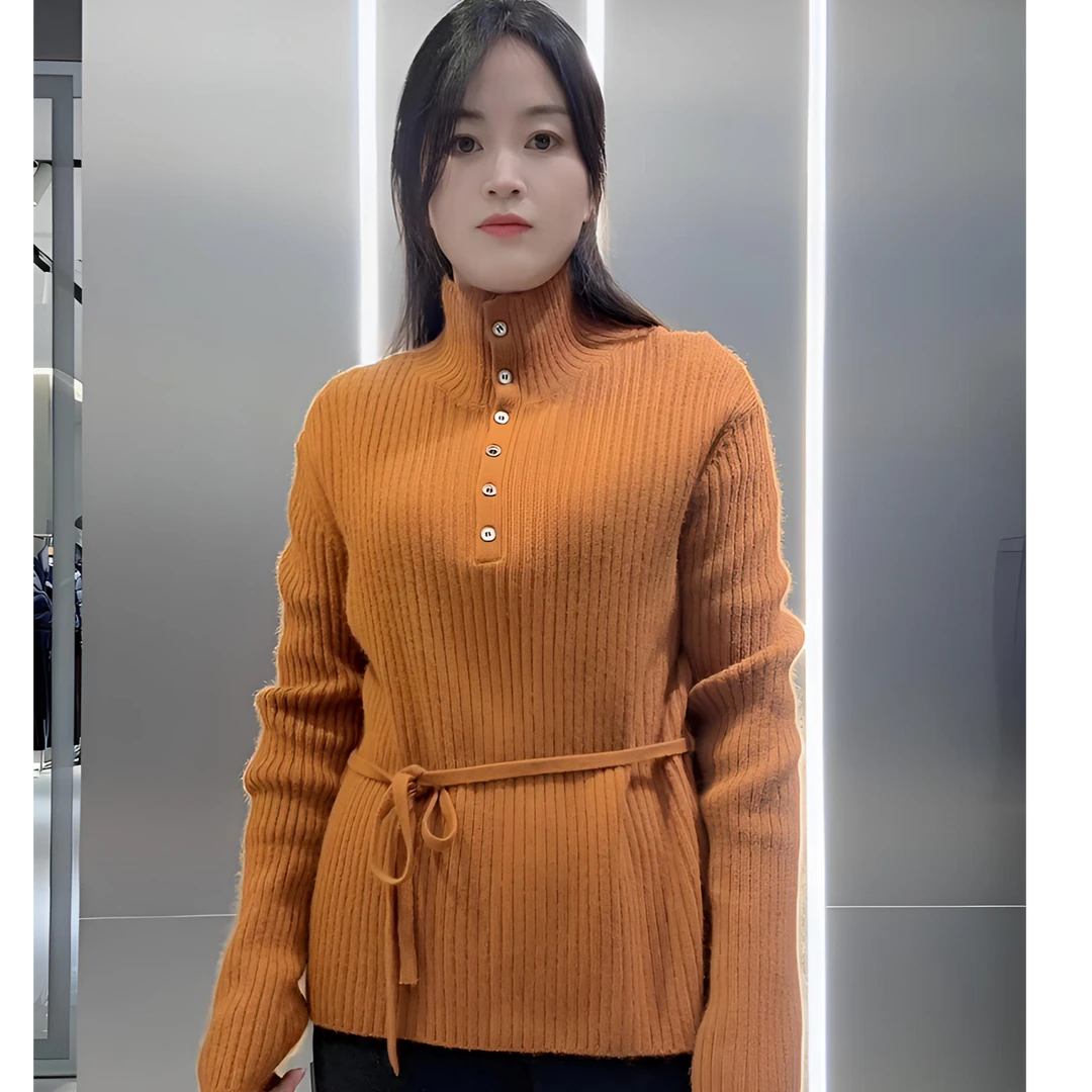 【大方新民路小敏服装】毛针织衫半高领复古红高领百搭针织衫