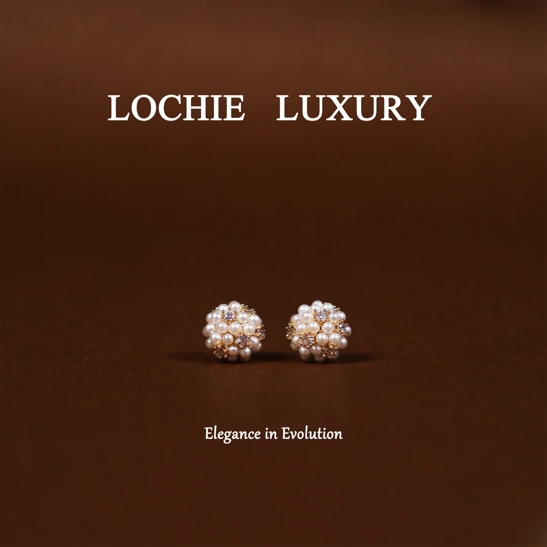 黄铜锆石耳饰 X033   法式小香风气质重工珍珠锆石镶嵌耳钉