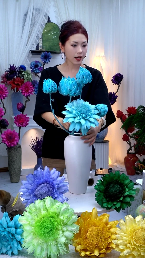 永生洋蓟蓝色5头【叶片有伤】9845