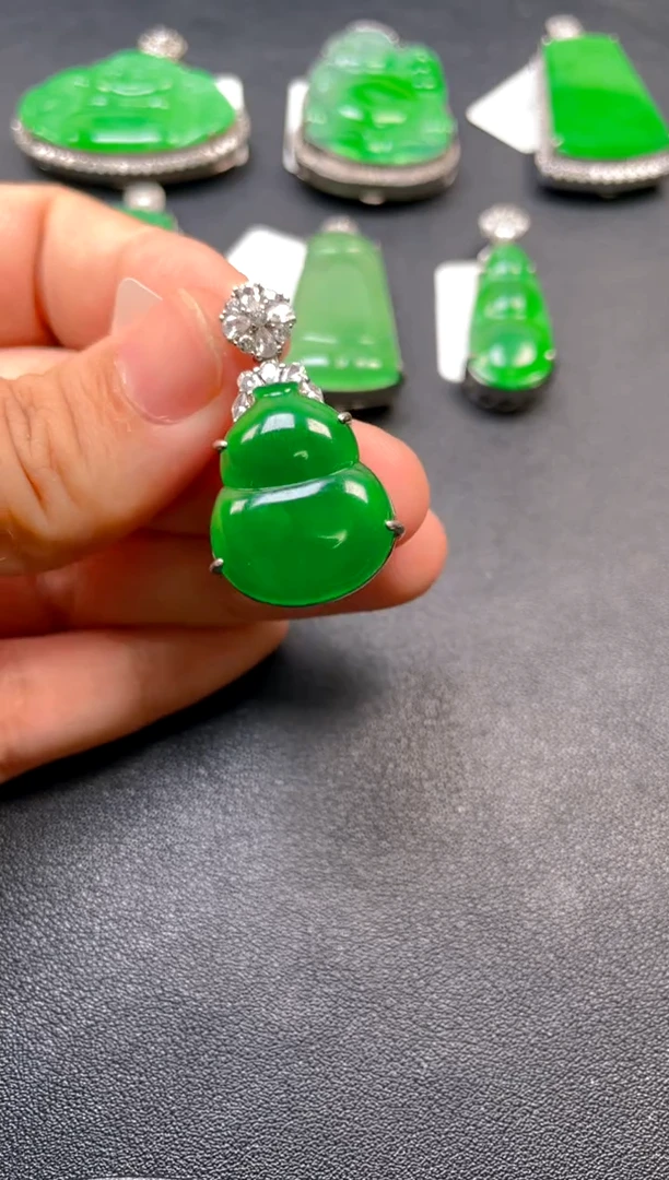 吊坠(不含链)银S925镶嵌翡翠吊坠