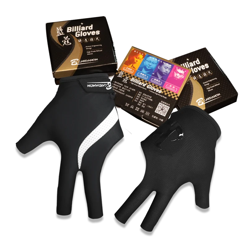 蓝蔻三指台球手套楚秉杰黑色露指款不露指款耐用防滑台球手套推荐