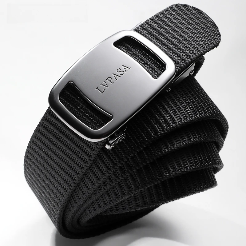 男士自动扣腰带免打孔工装休闲帆布尼龙皮带年轻人军训裤松紧腰带