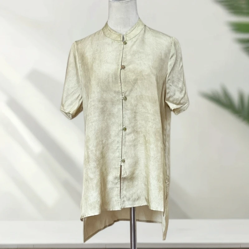 櫟丝御锦柞蚕丝【脏染】女半袖新中式复古中国风夏季文艺 D240220