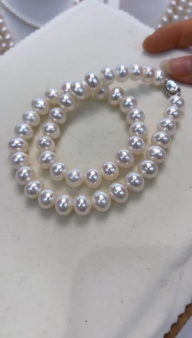 【闪购商品】淡水珍珠颈饰银S925镶嵌9.5-10.5MM