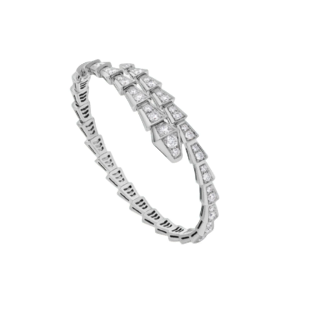 未使用 BVLGARI/宝格丽 SERPENTI系列 白金满钻蛇手镯 S号【JQ】