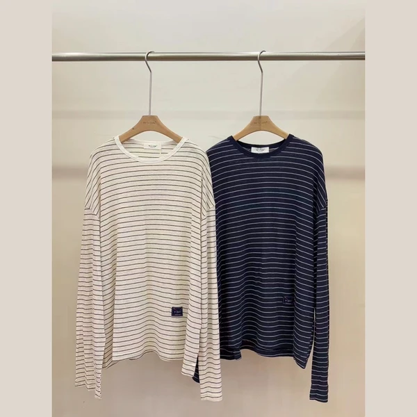 圆领套头韩货条纹下摆侧面带标 5189 Y4-13