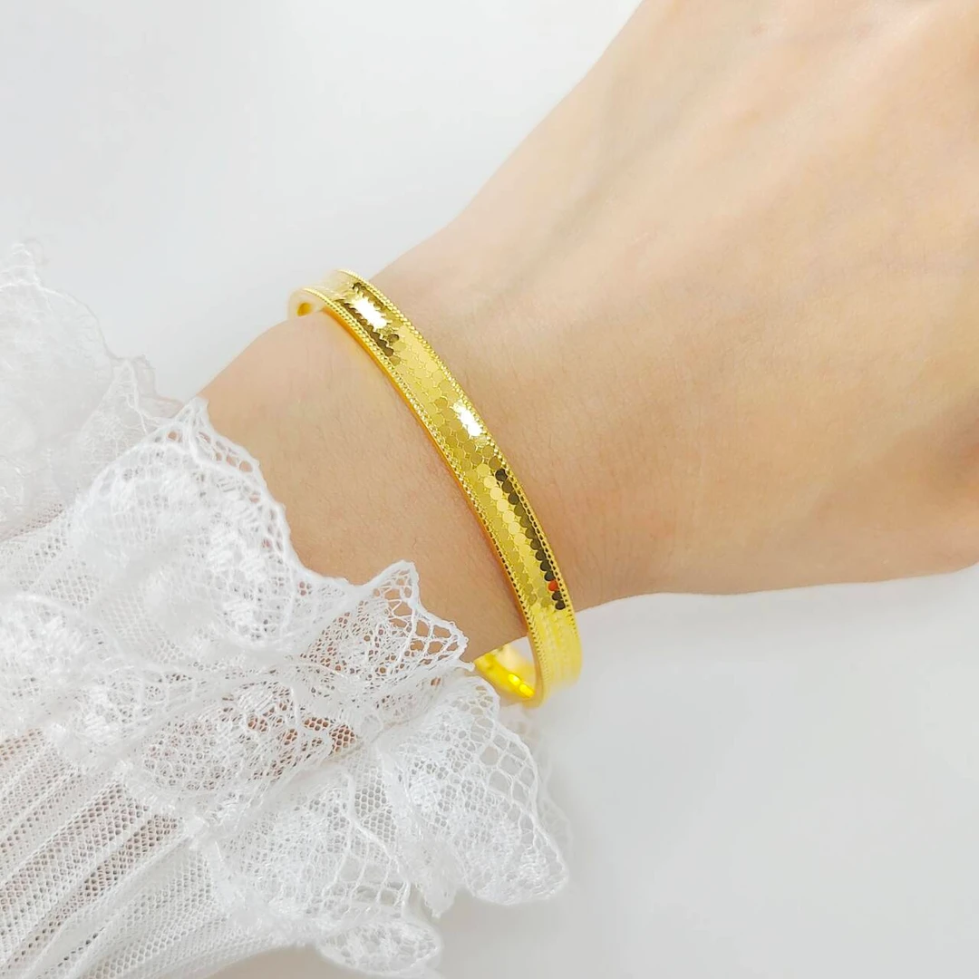 足银手镯 足银手镯 龙鳞手镯女款实心闭口爆闪蜂巢鳞片手镯