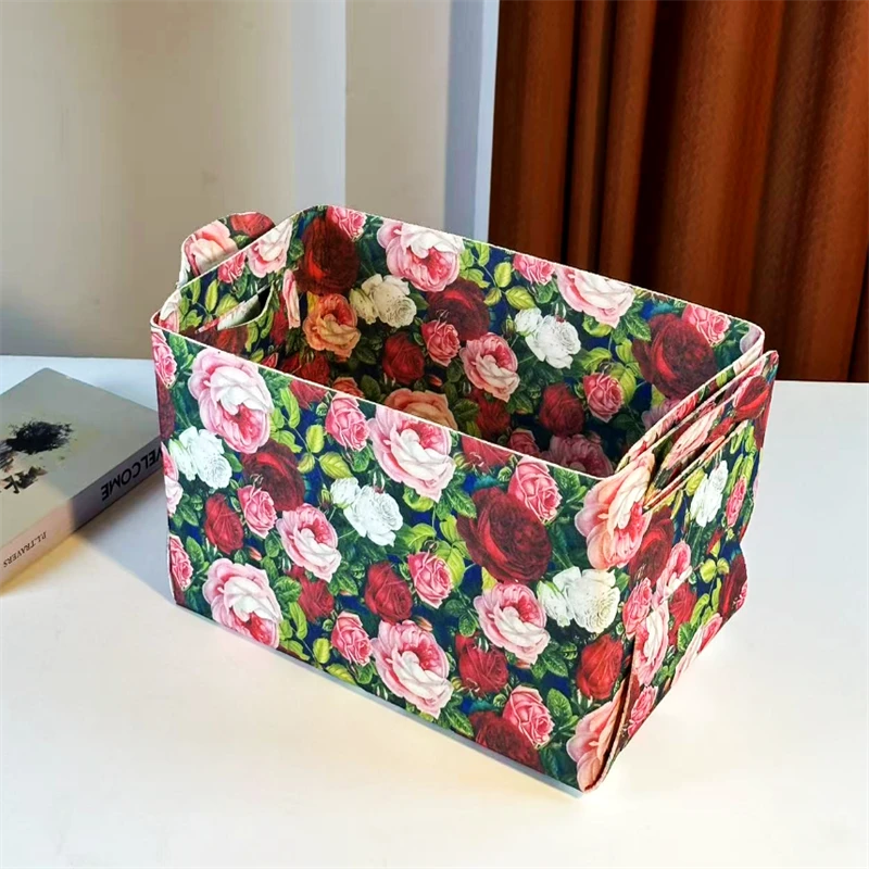 家居田园布艺收纳篮杂物玩具化妆品收纳筐可爱碎花内衣置物筐