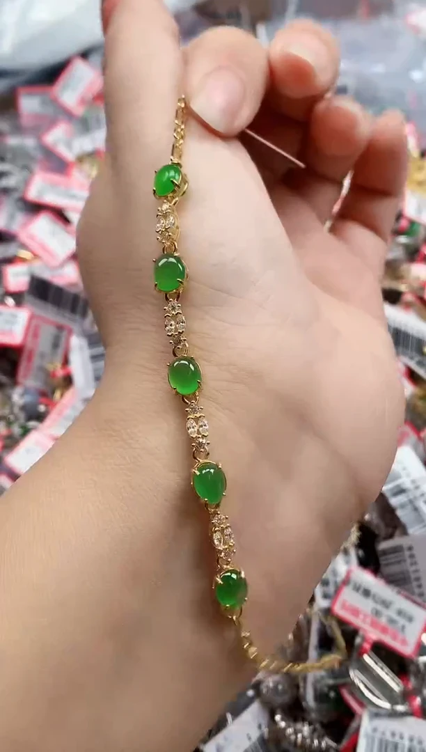 银S925镶嵌戒指翡翠天然A货缅甸翡翠