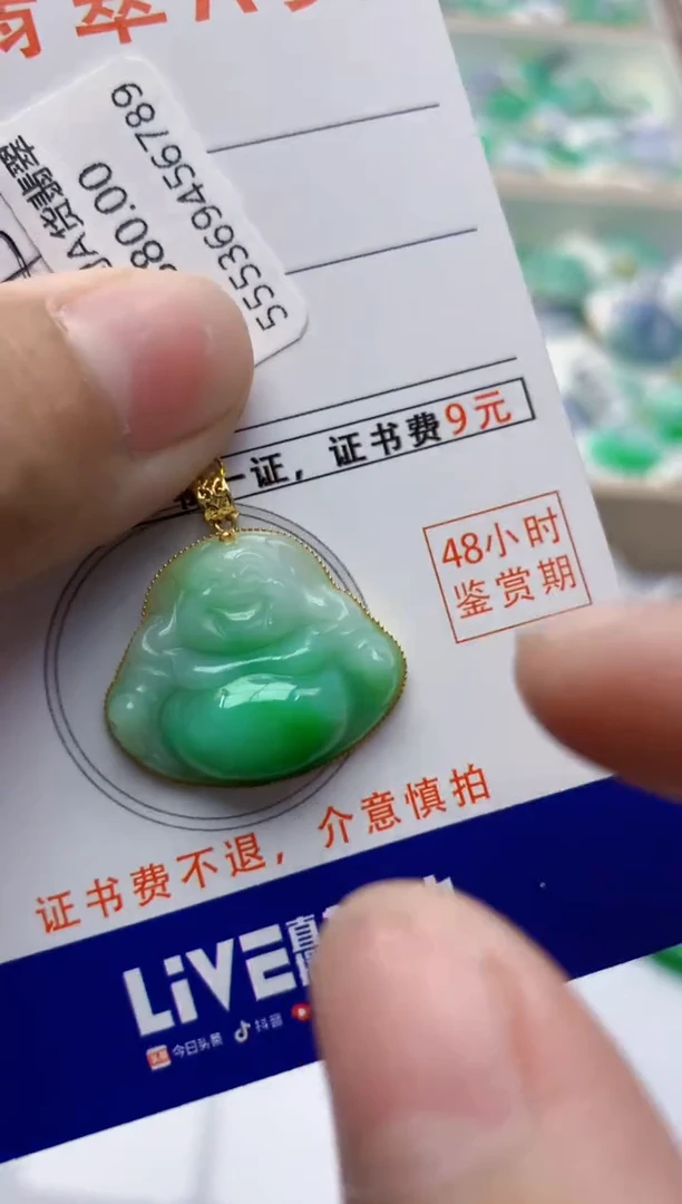 颈饰18K金镶嵌翡翠天然A货翡翠百元以上9元证书费自理