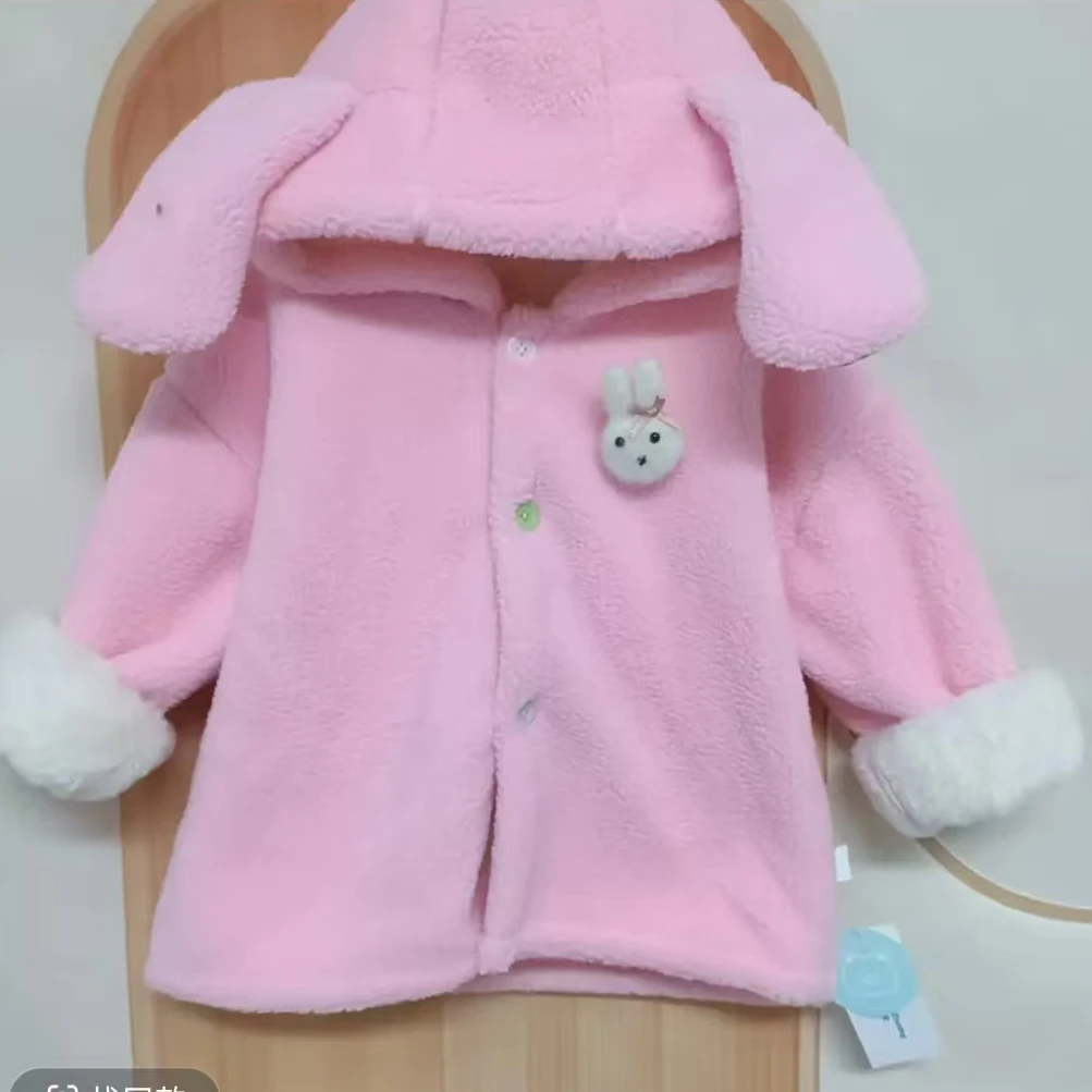 S01女童秋冬加绒兔耳朵外套