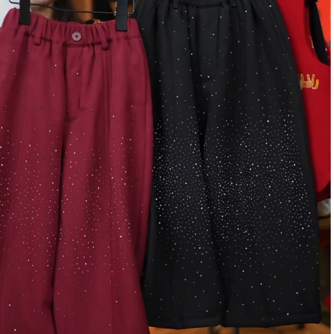 【琨萱】“爆闪闪”2025男童冬款加绒TR斜纹弯刀西装裤 WI67K177