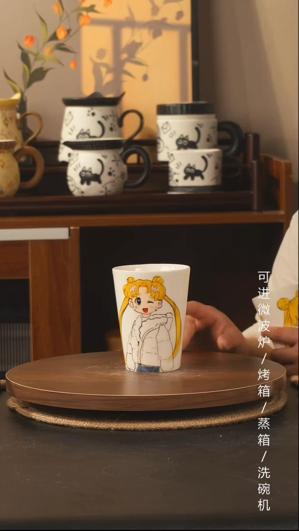 杯子景德镇高温釉下彩纯手绘创意瓷
