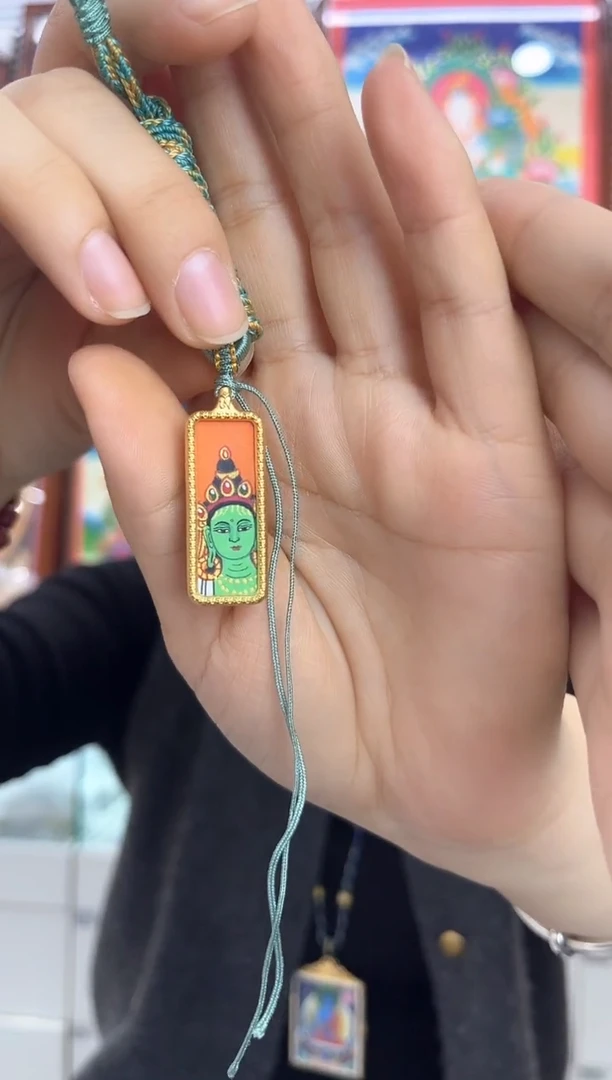 吊坠静*纯手绘唐卡（不退不换）绿妈妈