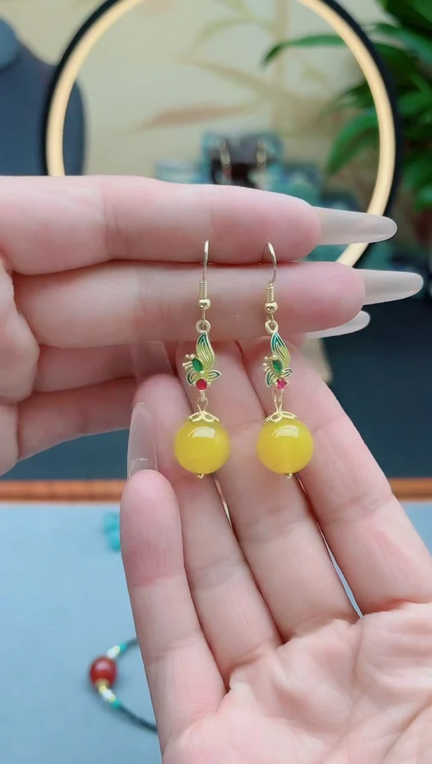 玛瑙/玉髓耳饰银S925镶嵌8852