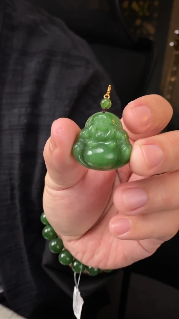 【闪购商品】和田玉吊坠未镶嵌【玉道侠侣】俄料碧玉7号矿猫眼佛公