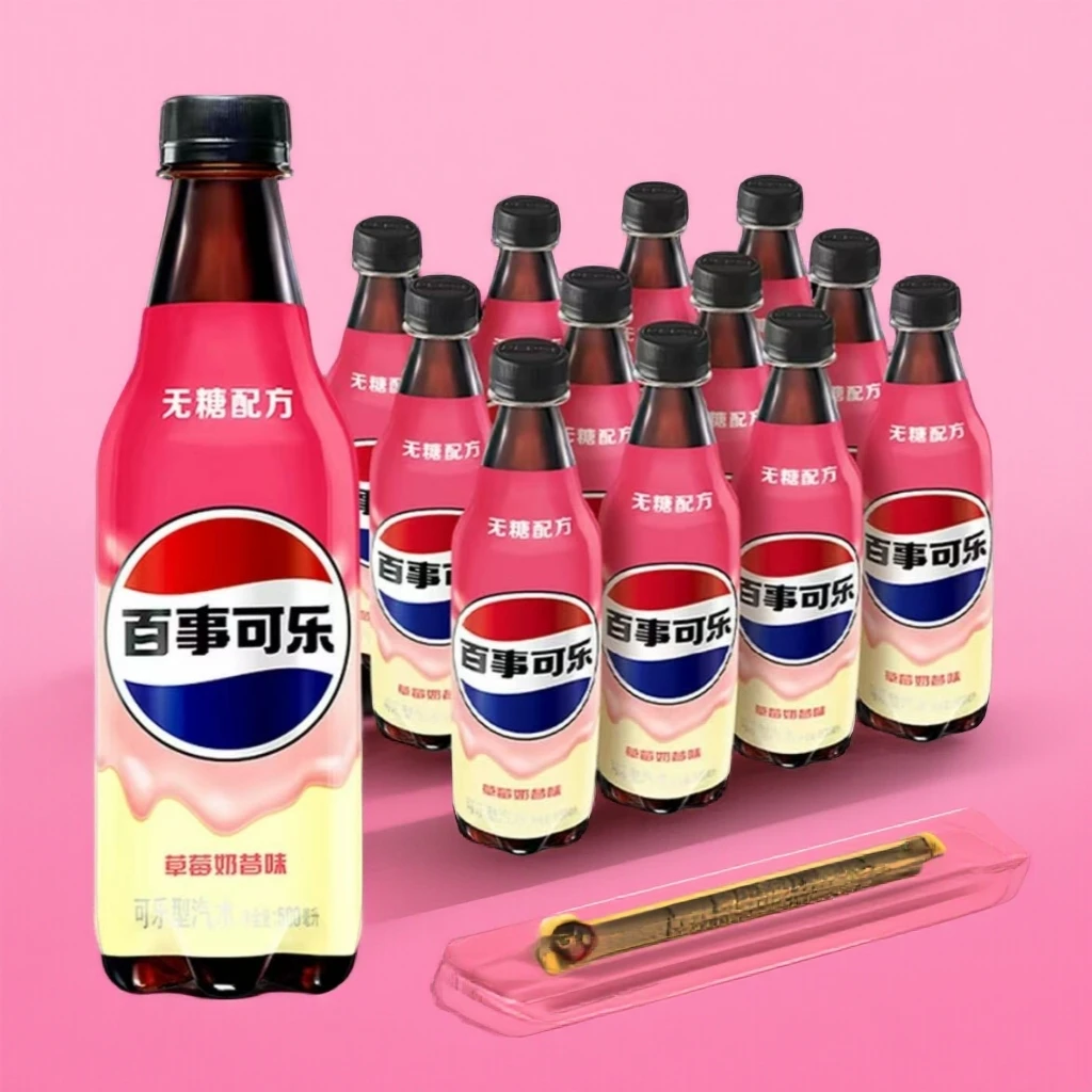 百事可乐无糖草莓奶昔【330ml 12听】【500ml 12瓶】