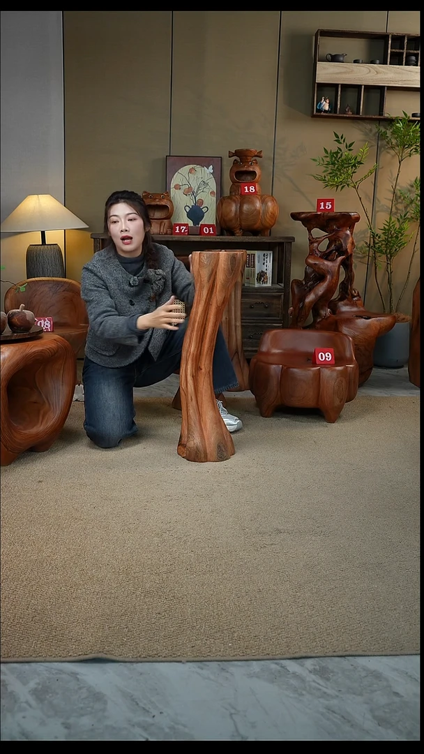 香樟木整木一体凳