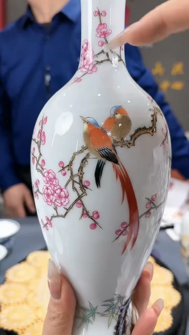 【闪购商品】官窑瓷画院375官窑瓷画院花鸟赏瓶