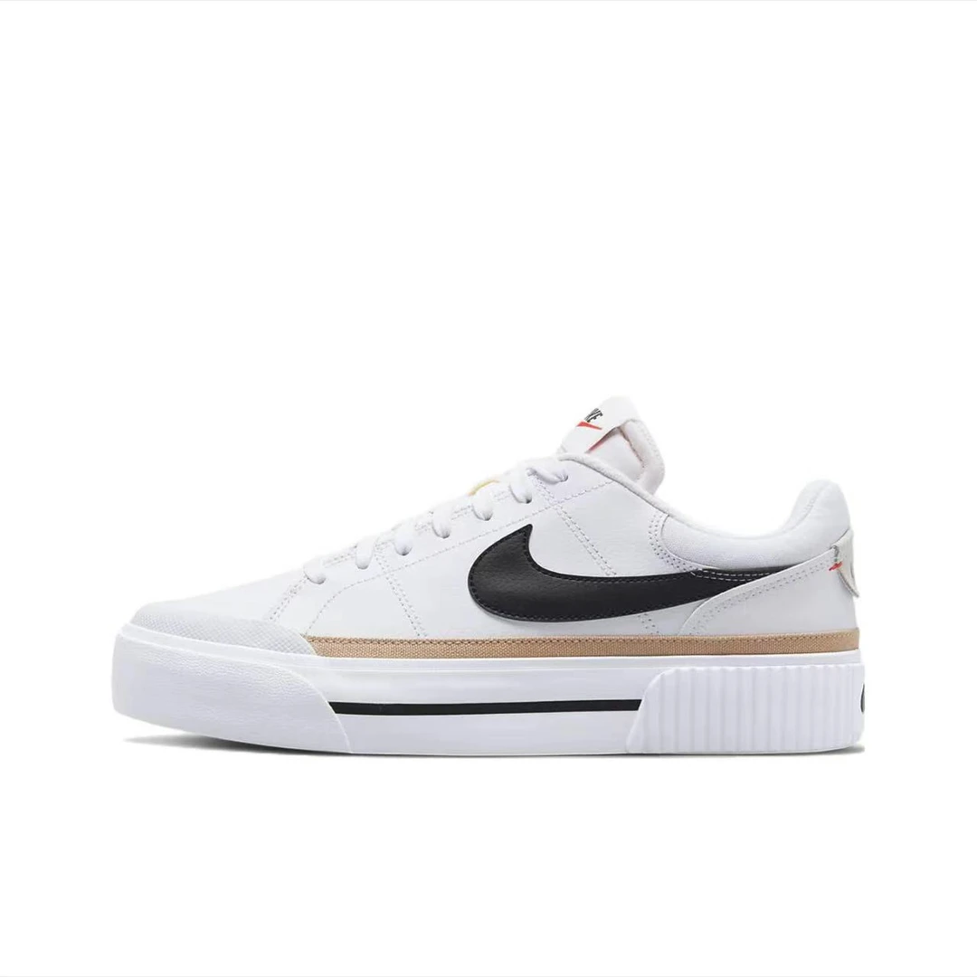 NIKE/耐克COURT女款白色时尚透黑白松糕板鞋DM7590100