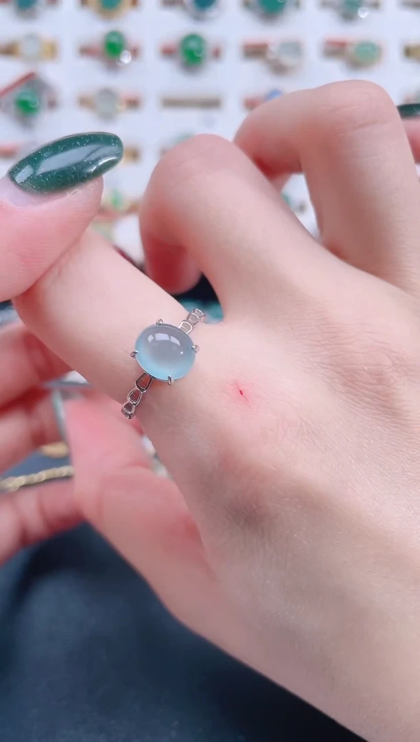 银S925镶嵌戒指翡翠天然翡翠