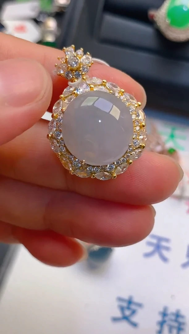 【闪购商品】翡翠耳饰银S925镶嵌天然A货翡翠1