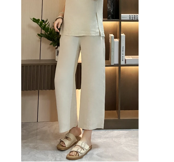 8221夏季新款简约轻奢轻质百搭阔裤腿