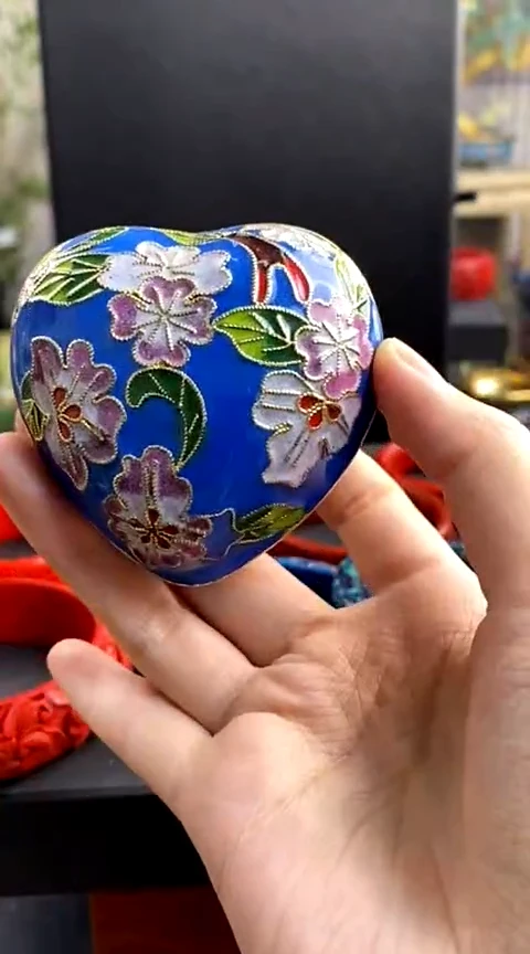 【闪购商品】非遗技艺 景泰蓝粉盒心形（微瑕）