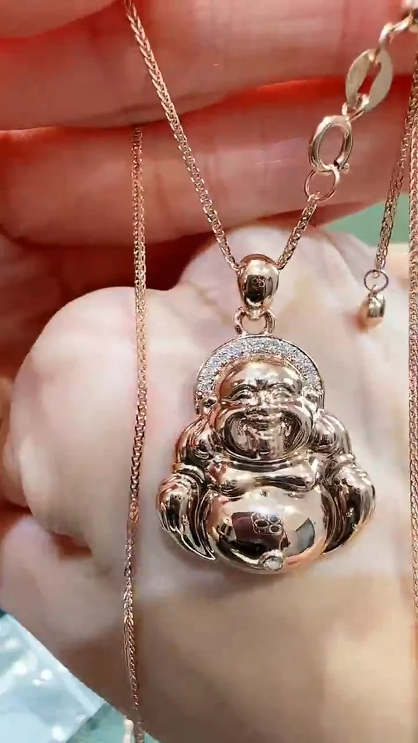 【闪购商品】钻石吊坠(不含链)18K金镶嵌18K金钻石佛公吊坠