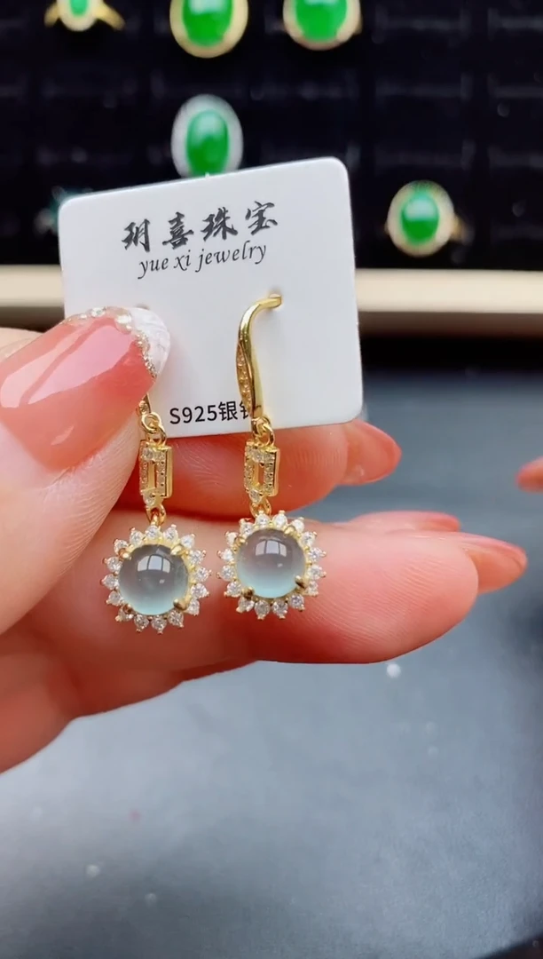 【闪购商品】翡翠耳饰银S925镶嵌121212