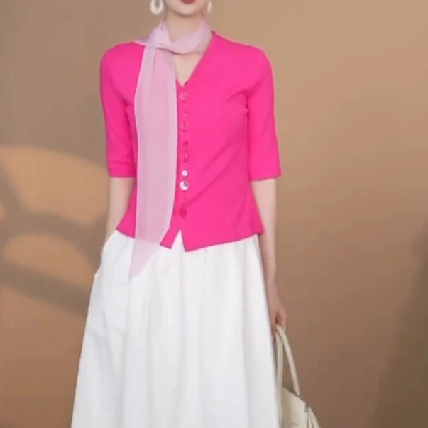 [工厂直销上衣]夏款小众ins减龄多巴胺宽松遮肉薄款针织衫 99402