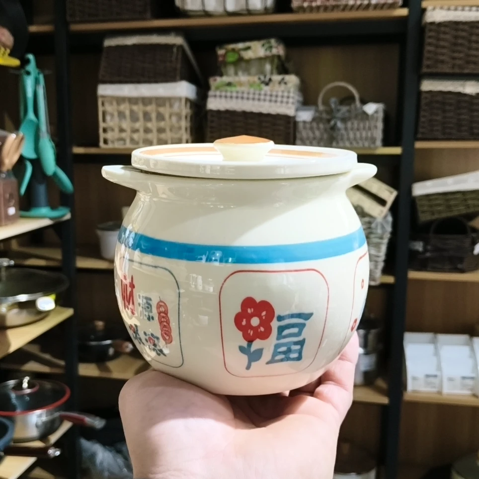 双耳陶瓷猪油罐     优尚