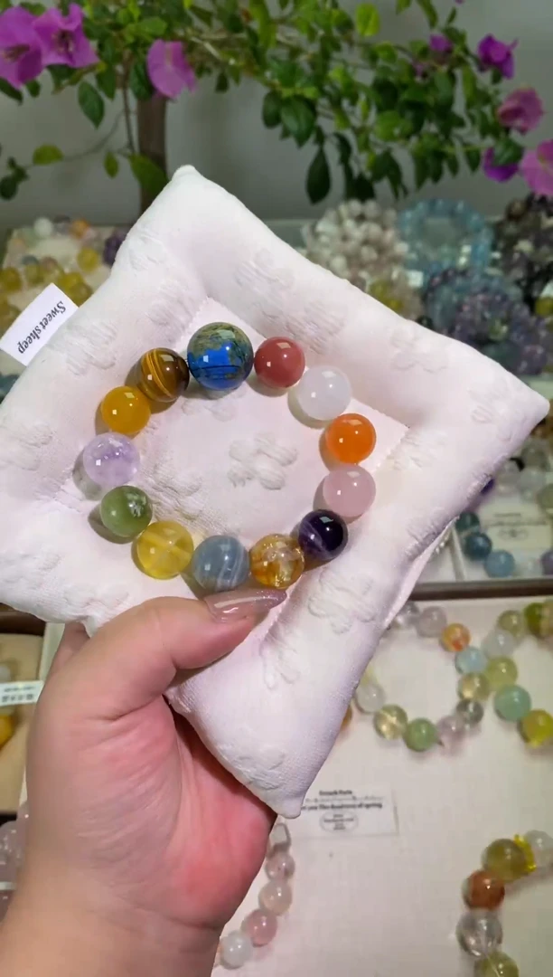未镶嵌手串水晶地球玛瑙多宝