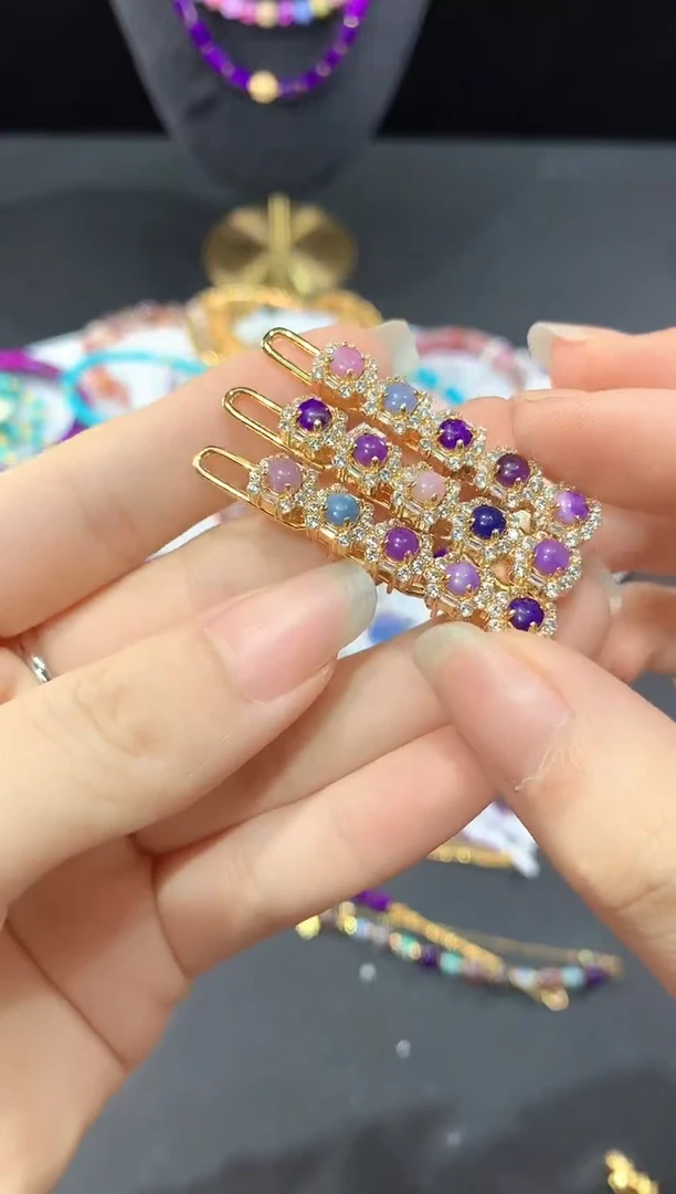 银S925镶嵌苏纪石（舒俱来）.发饰多样性发一