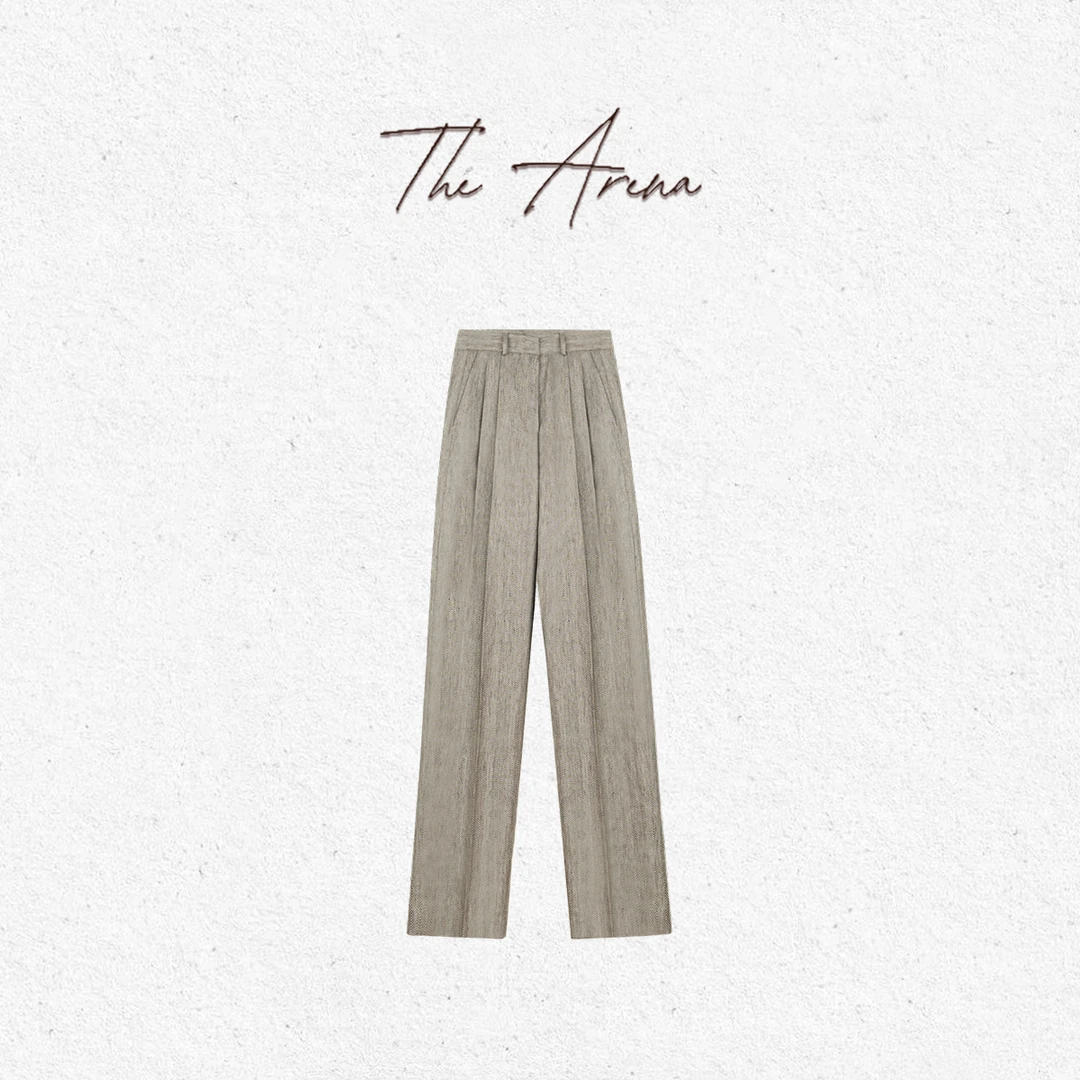 THE ARENA“1966”意大利人字纹亚麻直筒修身西装休闲裤XY-7586