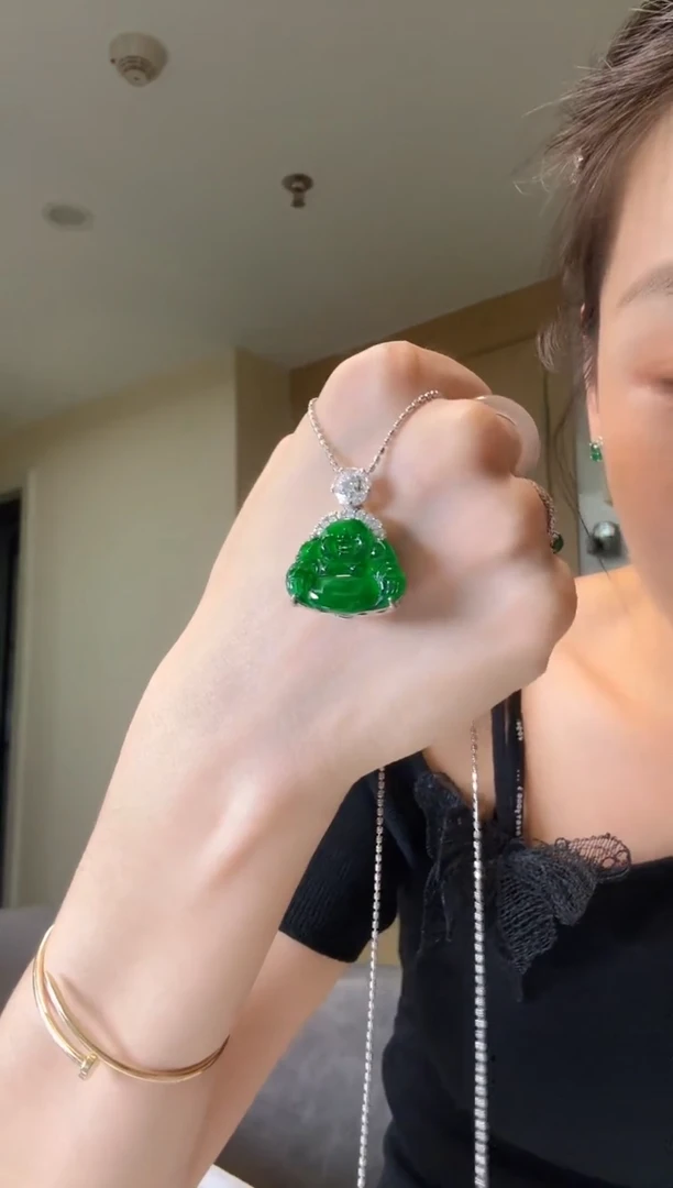 翡翠银S925镶嵌吊坠(不含链)天然翡翠吊坠3
