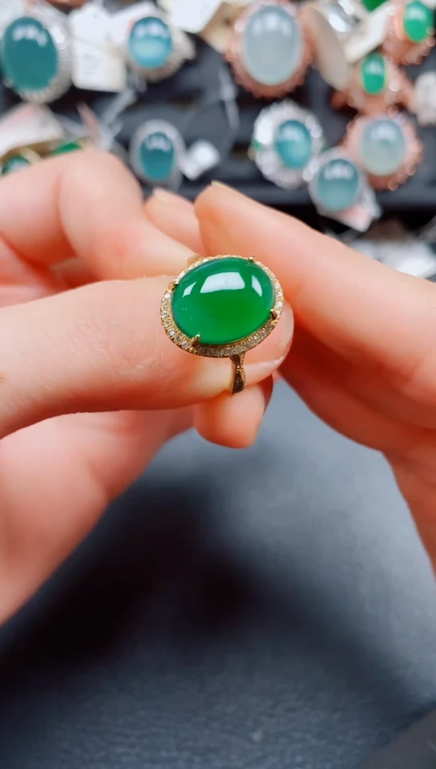 银S925镶嵌戒指翡翠翡翠