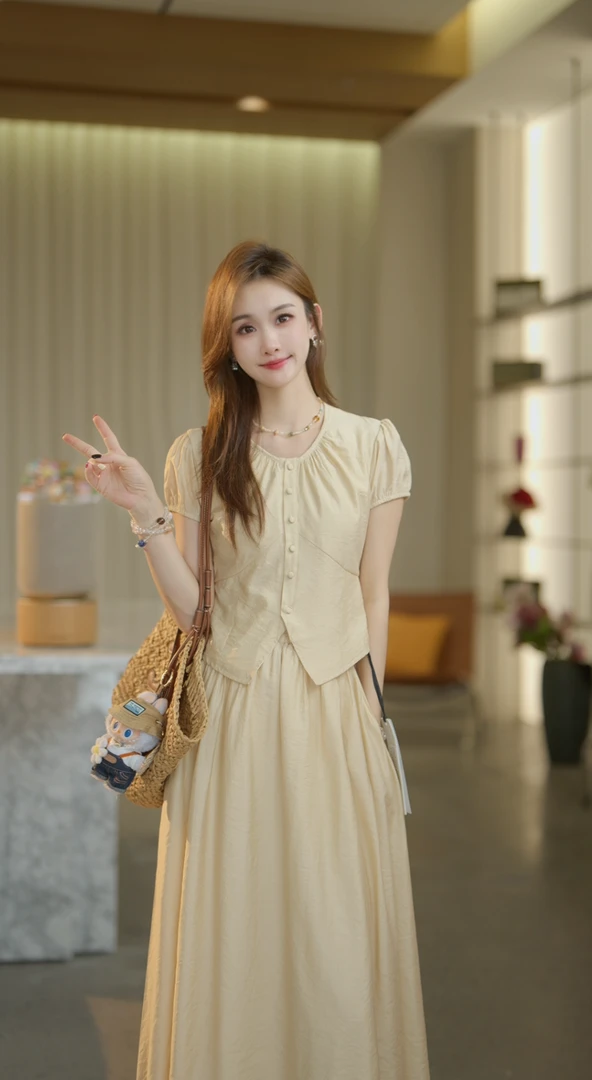 【ShawEleven】法式纯欲风上衣女+气质收腰显瘦半身裙两件套装