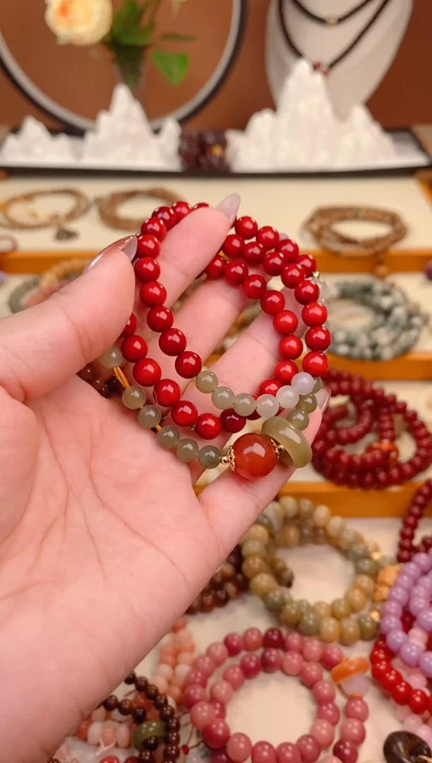 【闪购商品】松木手串/手链红油高冰心荷塘月色三圈