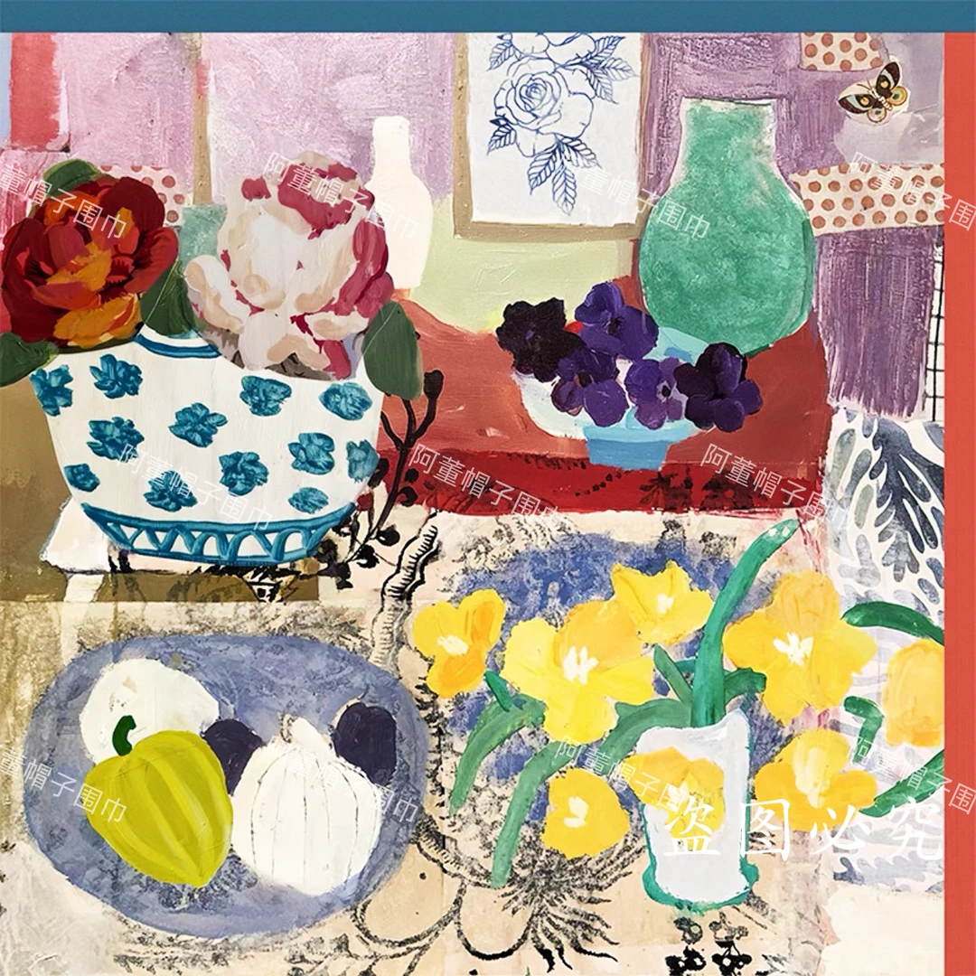 【中方巾】100有机棉艺围巾63*63秋冬法式文艺披肩艺术时尚防晒丝巾