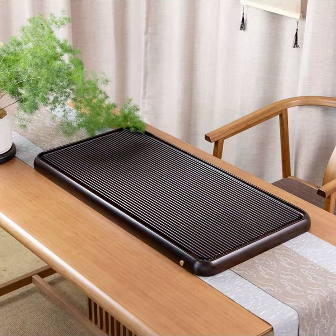 满意90*45*4（黑檀色）整板实木茶盘家用客厅办公室简约功夫茶具