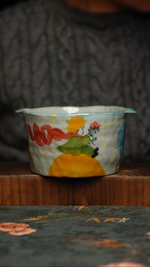 瓷片釉下彩手工手绘同款陶器