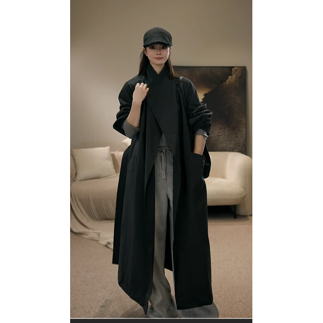 卢尚原创一粒扣长风衣1603