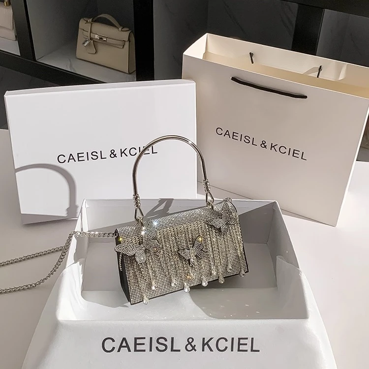 CAEISL&KCIEL女包小众高级感镶钻小方包2025新款单肩斜挎包晚宴包